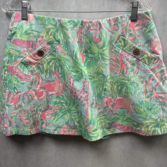 Lilly Pulitzer Womens Skort Size Large Vibrant Multicolor Pink Teal Animal Print - Picture 4 of 14
